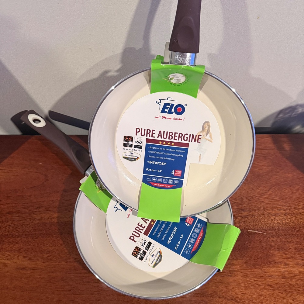ELO Pure Aubergine 9.4in Ceramic Nonstick Induction Frying Pan Set of 2 Purple